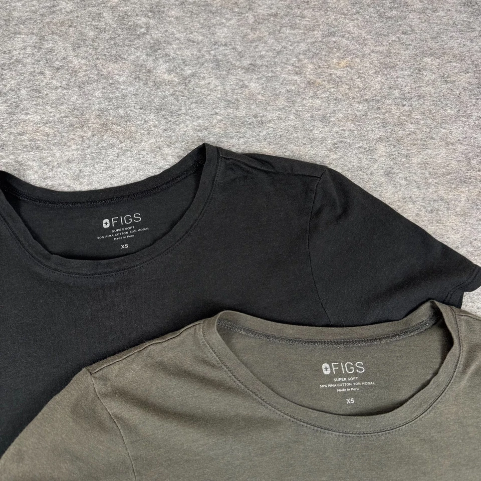 Lote de 2 camisetas FIGS Underscrub Tops negras grises para mujer XS Foto 3 de 4