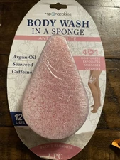 SPONGEABLES Anti-Cellulite Body Wash in a Sponge PEONY BLOSSOM  4 in 1 - 12 New
