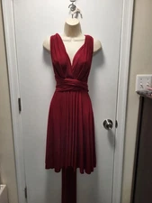 Von Vonni Transformer/ Convertible Dress Wrap Dress Muilti-wear Dress Dark Red 