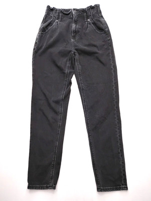 American Eagle Mom Jeans Black Wash High Rise Straight Leg Size 00 Grunge