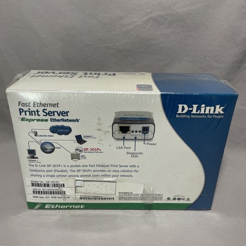D-Link (DP-301P+) Fast Ethernet Parallel Port Print Server - 1 Centronics Port - Picture 2 of 3