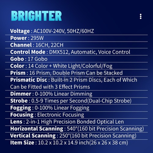 PAIDUN 2Pack Halo Beam 295W 14R 17Gobo Moving Head Stage Light DJ Disco KTV Show - Picture 2 of 12