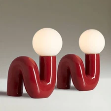 Fondant 11 1/2" High Velvet Red Accent Lamp Set of 2