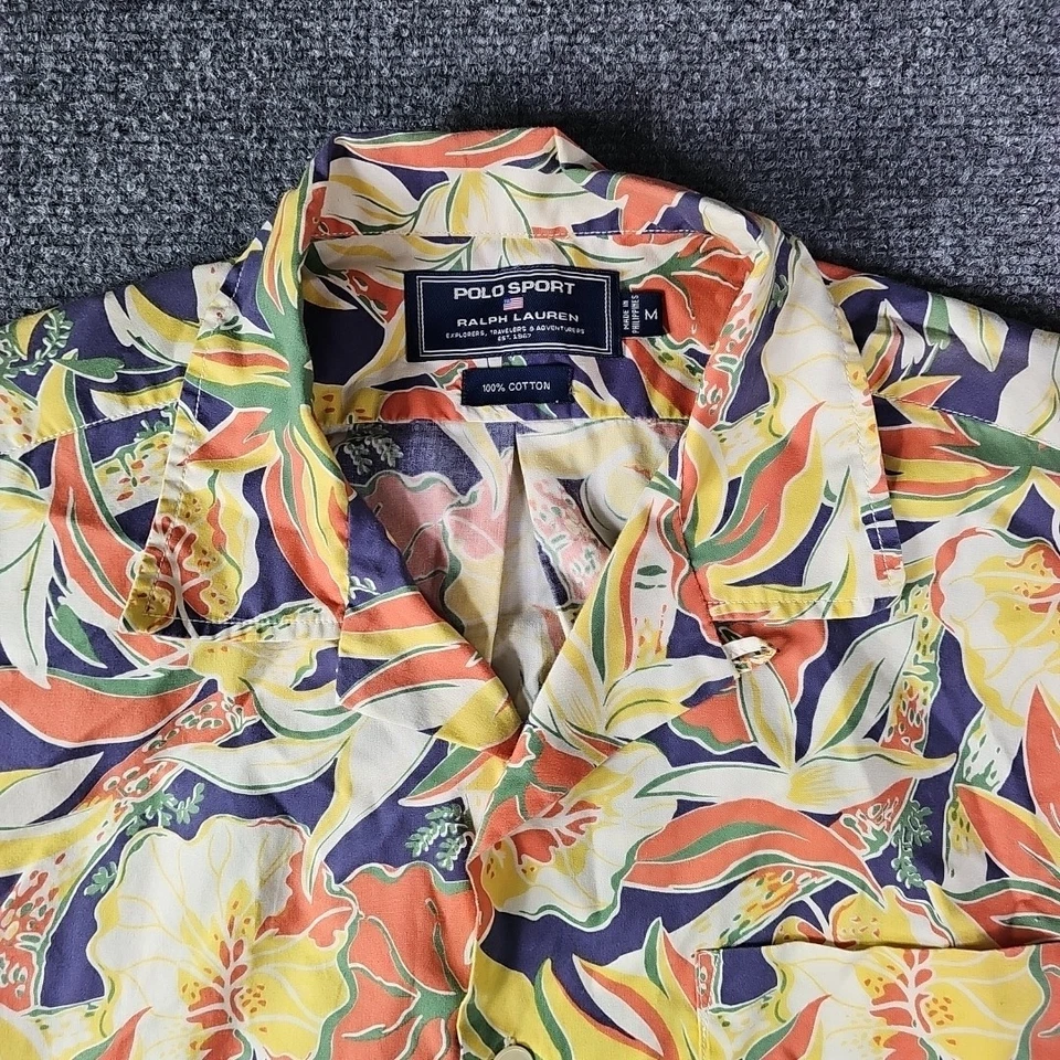 Vtg Polo Sport Ralph Lauren Hawaiian Shirt Medium 100% Cotton Tropical Camp Loop - Image 3 of 4