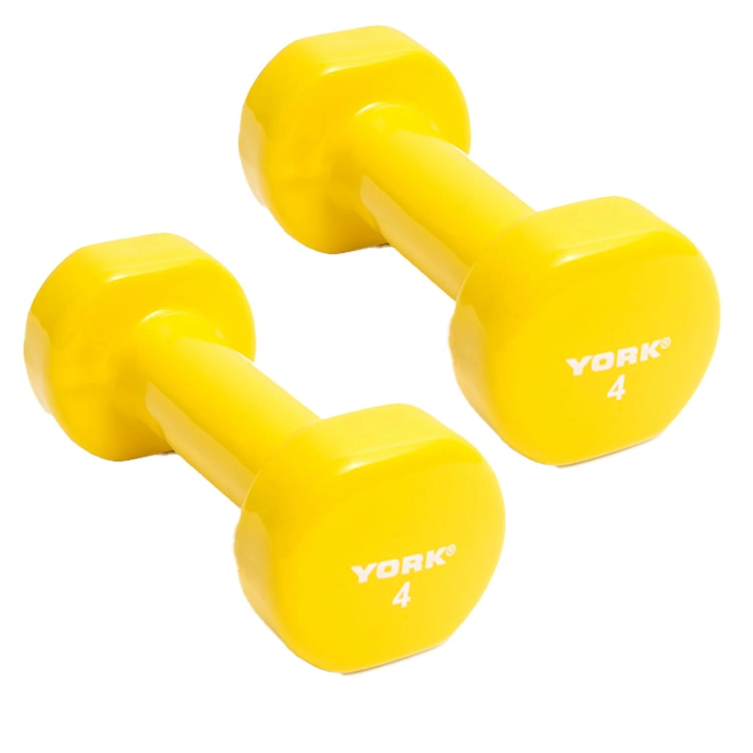 York Barbell Vinyl Coated Fitbell Dumbbell 4LB Pack2 Durable Anti-Roll Anti-Slip