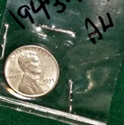 1943-D LINCOLN WHEAT-BACK PENNY - GRADES "ABOUT UNCIRCULATED"