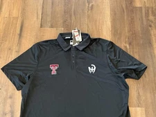 NWT Men's L Patrick Mahomes Texas Tech Red Raiders Adidas Polo Shirt Black Large