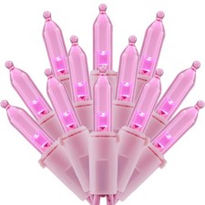 200 Pink LED Christmas Lights with Pink Wire, Pack of 2 Sets 33 ft 100 Count ...