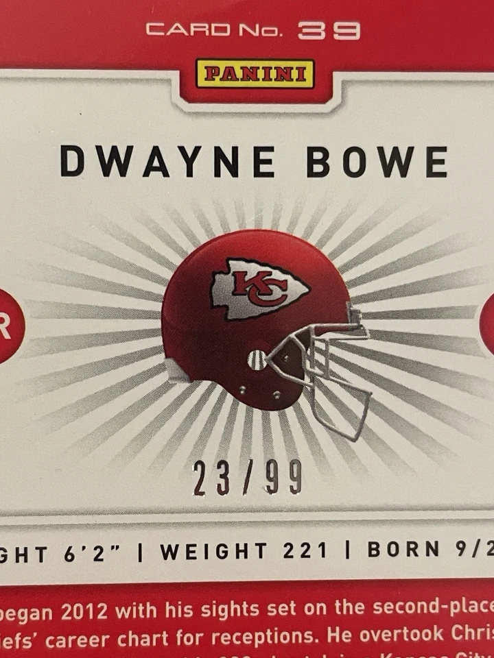 2012 Totally Certified Dwayne Bowe Jersey Platinum Blue /99 #39 Football Chiefs - Image 3 of 3