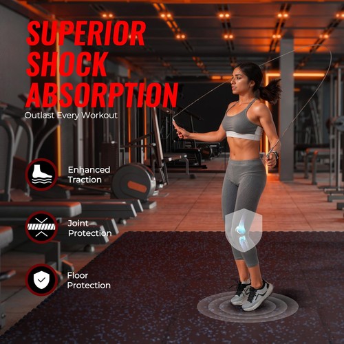 0.79'' Extra-Thick Exercise Equipment Mats, 6 Pcs 24 Sq Ft Rubber Top Floor T... - Picture 3 of 9