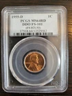 1955 D Lincoln Cent DDO FS-101 (FS-021.93) PCGS MS 64 Red