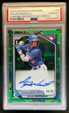 2024 Bowman Sapphire Arjun Nimmala Chrome Auto Green 1st #49/99 PSA 10