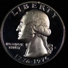 1976 S Washington Gem Proof 40 % Bicentennial Quarter. Lot # 9061-8-021