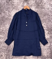 Banana Republic Raime Popover Dress XS Womens Lightweight Shirred Puff Sleeve