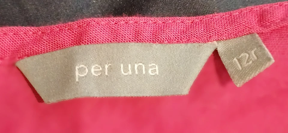 M&S Per Una Pink Linen- Mix Strappy Dress With Frill Size 12 - Image 3 of 4