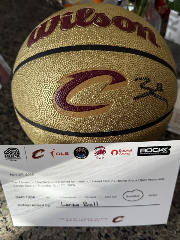 Lonzo Ball Autographed Full Size Cleveland Cavaliers Logo Basketball - Gold