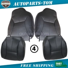 Front Bottom & Top Leather Seat Cover Black Fits 98-02 Dodge Ram 1500 2500 3500