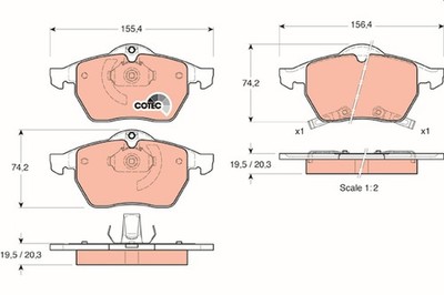 GDB1342 TRW Brake Pad Set, Disc Brake for Holden, Opel, Saab, Vauxhall