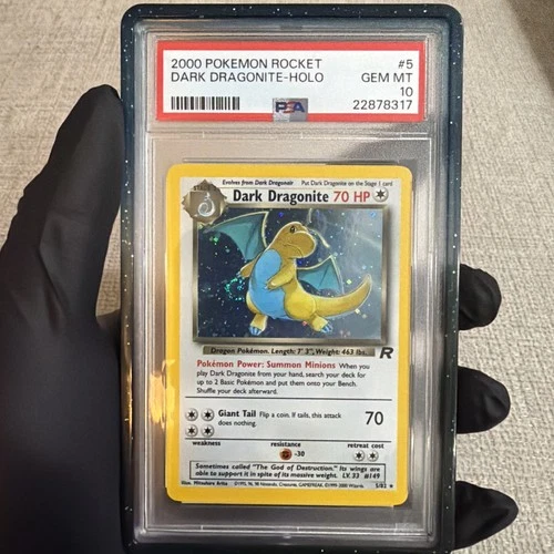 Dark Dragonite Holo Unlimited PSA 10 5/82 English SWIRL 🌀 Pokémon Team Rocket
