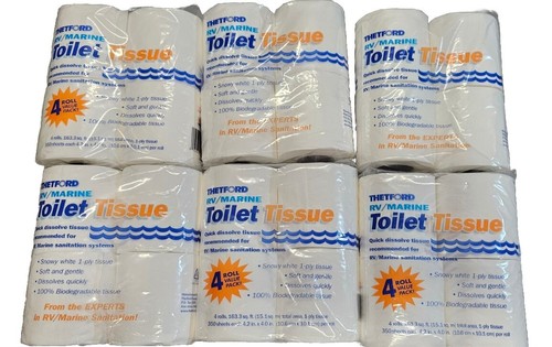 Thetford Toliet Papier 20804 OB RV/Marine 1-lagig 4 Rollen Packung Set 6 Packungen - Bild 1 von 4