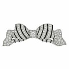 With Rich Black Onyx Bow Brooch Pin Old European Cut 3.75 Carat Cubic Zirconia