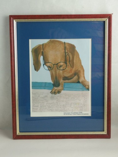 Vintage "Dackel" "Elektroingenieur" gerahmt mattiert ca. 15" x 12" - Bild 2 von 5