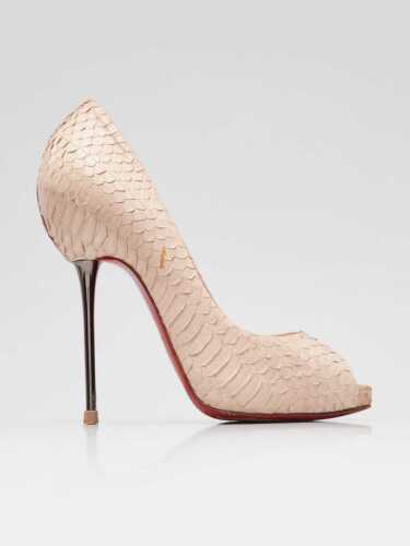 120 escarpins gris serpent deau à lèvres ouvertes collections Christian Louboutin taille 4/34,5