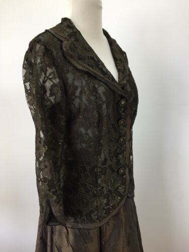 ANTHEA CRAWFORD COLLECTION SIZE 12 WOMENS BRONZE BROWN MIDI SKIRT JACKET2 PC SET - Picture 10 of 19