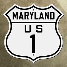 Maryland US route 1 highway marker road sign Baltimore 1926