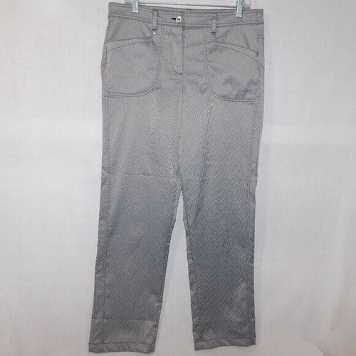 NVO by Lanctot Womens 10 Silver Black Patternered Golf Pants slacks - Picture 1 of 12