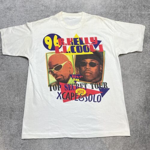 Vintage R KELLY LL Cool J T-shirt Adult XL Top Secret Tour Hip Hop Rap Tee 90s - Afbeelding 1 van 11