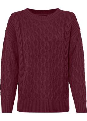 Strickpullover mit Zopfmuster Gr. 36/38 Rhododendronrot Damen-Pullover Neu