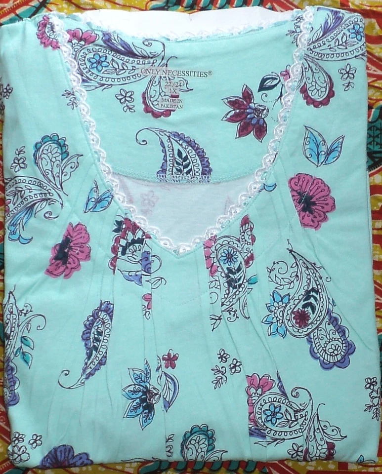 Conjunto de pijama pintuck de cachemira turquesa claro talla grande talla 1X-22/24 Only Necessities  Foto 4 de 4