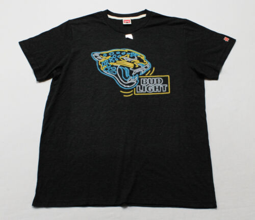 Homage Unisex NFL X Bud Light X Jaguars Crew Neck T-Shirt CD4 Charcoal Size XL  - Picture 1 of 6