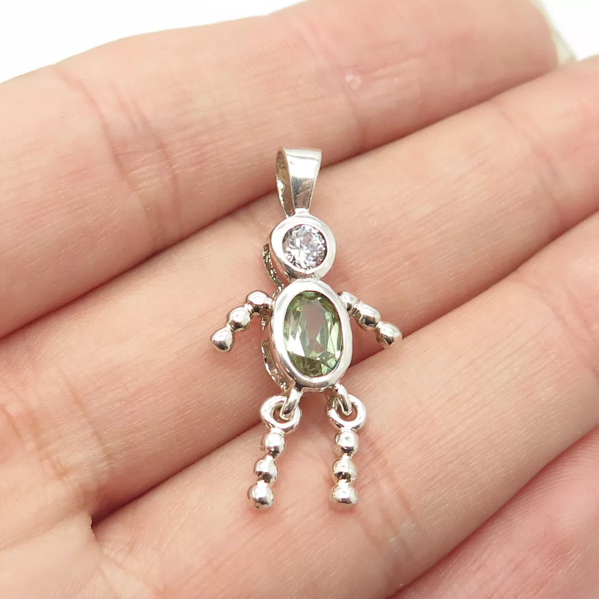 925 Sterling Silver Vintage C Z August Birthstone Boy Figure Charm