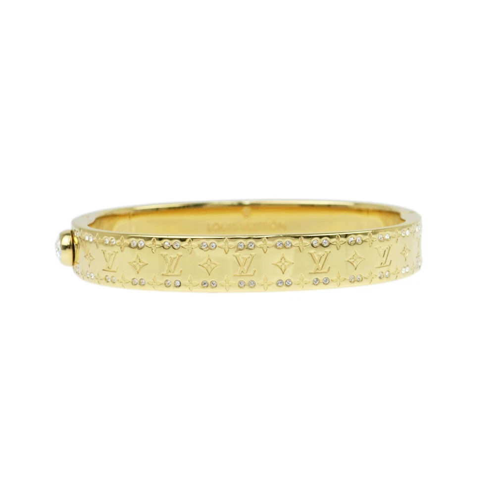 LOUIS VUITTON Nanogram Strass Bangle Bracelet M64860 Gold Plated 