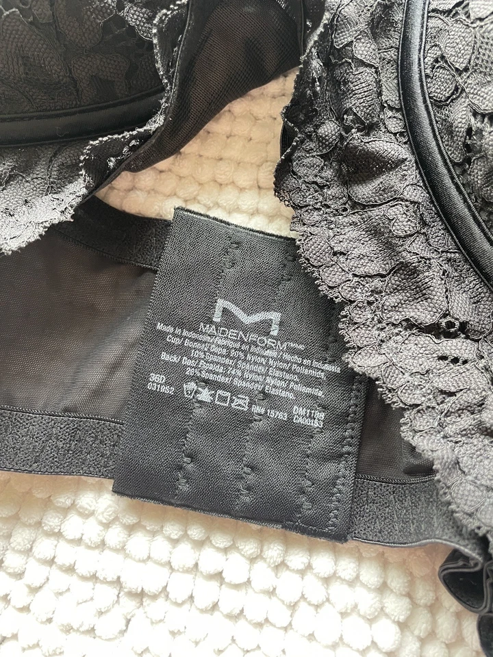 Maidenform Fit Bra Womens 36D Lightly Lined Lace Comfy Fit Black Sexy Wear XZ - Image 3 of 4