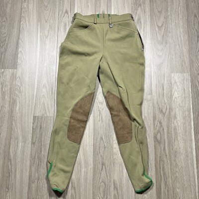 CAVALLO Tan Brown Green Horse Riding Pants Breeches Fitted Womens Size US 26L