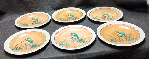 Vintage 6 Lustre Ware Salatteller 7 1/4" King Fisher Japan - Bild 3 von 7