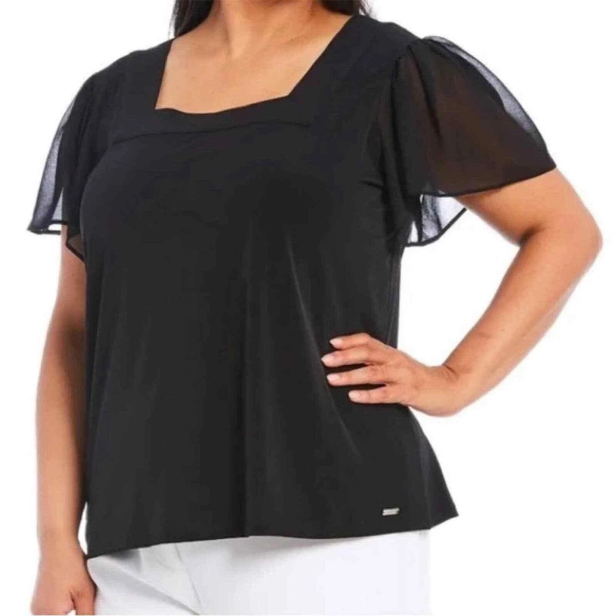 Calvin klein flutter sleeve hot sale top