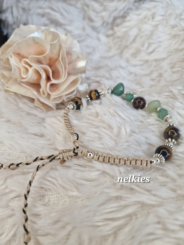 Armband Jade, Tiegerauge, Braun, Golden Swan, Messing Edelstein Pandahall Joga - Bild 2 von 2