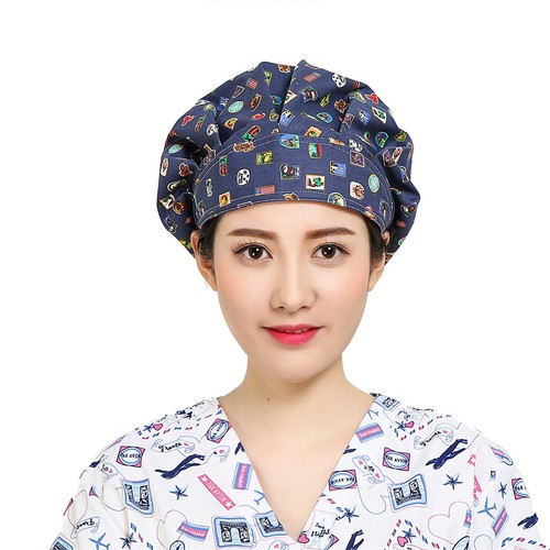 Womens/Mens Florals Printed Cap Scrub Hat/Cap Head Wear Adjustable Accessories - Picture 247 of 660