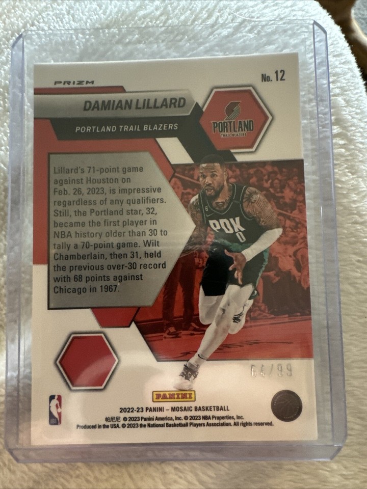 Damian Lillard 202223 Panini Mosaic 64/99 Montage Purple Bucks 10 eBay