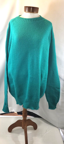 Vintage The Fox Collection Mens XLT Teal Wool Blend Crew Neck Knit Sweater