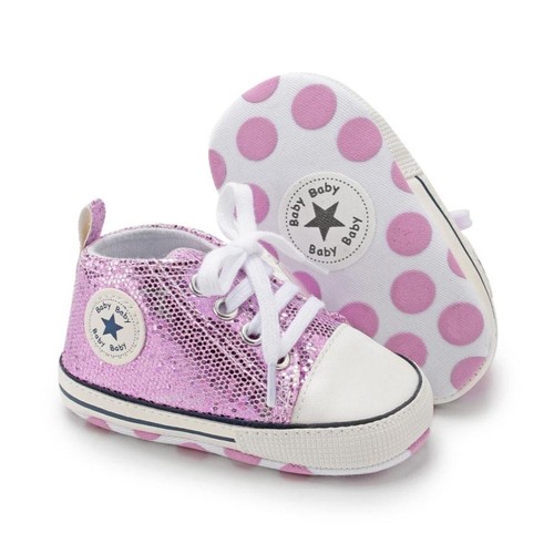 Newborn Canvas Shoes 0-18 Months Light Weight Sequins Baby Casual Shoes - Picture 18 of 20