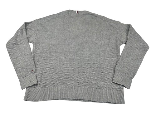Tommy Hilfiger Mens Medium Jumper Sweater Pullover Grey Knitted Warm Embroidered - Picture 4 of 11