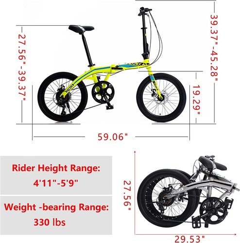 20" Foldable Bike Shimano 8-Speed Dual Disc Brake for Women Men Junior Senior - Picture 16 of 39
