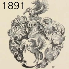 1891 HERALDRY COAT OF ARMS ESCUTCHEONS GERMAN JAPAN PERSIA VICTORIAN ERA PRINT