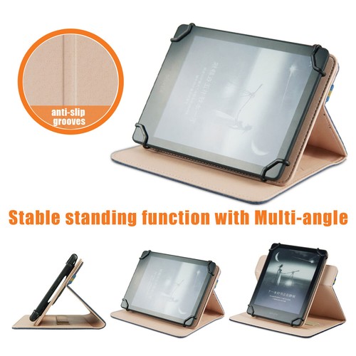 Folio Handy Canvas Leather Stand Flexible Holder Case Cover Universal For Ebook - Picture 43 of 76