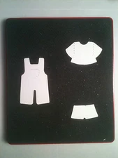 Sizzix Large Red Original Die Cutter ~ DOLL OVERALLS ~ Dress Up Clothes Set Cut